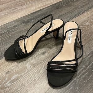 Nina black strappy heels 2in heel